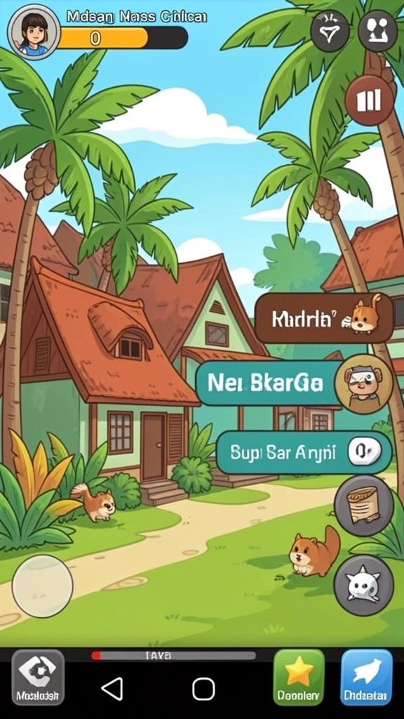 Aksi pertarungan seru antara karakter dan monster.