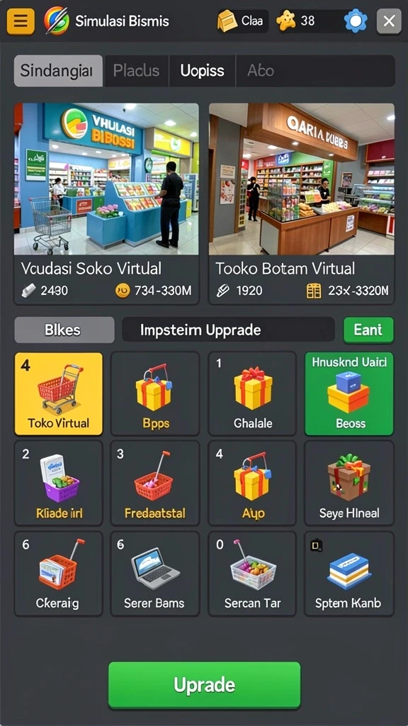 Screenshot menggambarkan variasi tema permainan yang beragam.